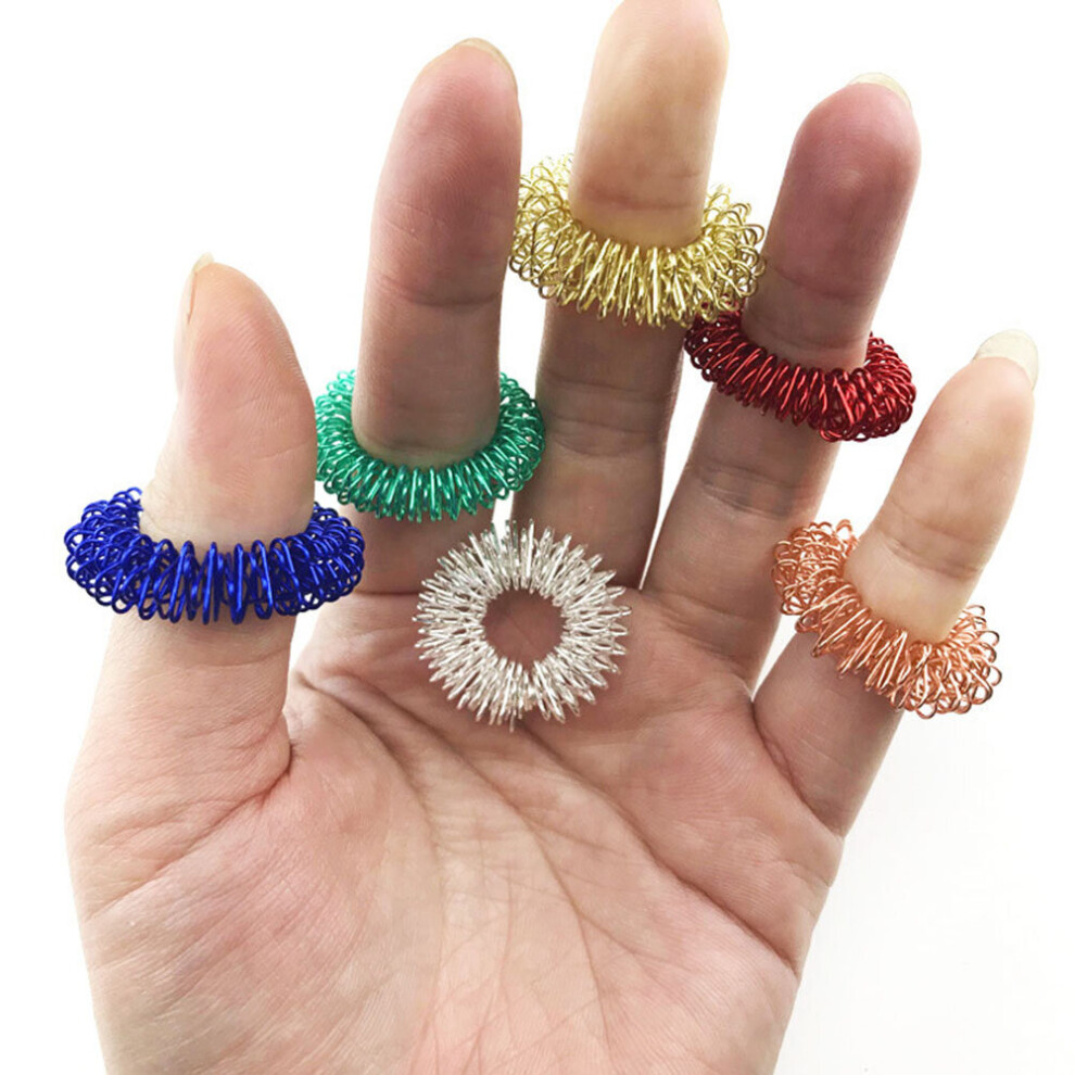 Dechoicelife (A-5Pcs Random Color) 5/10Pcs Spiky Sensory Ring For Finger Massage Hand Acupressure Massager Traditional Pain Therapy Stress Relief Circulation Rings