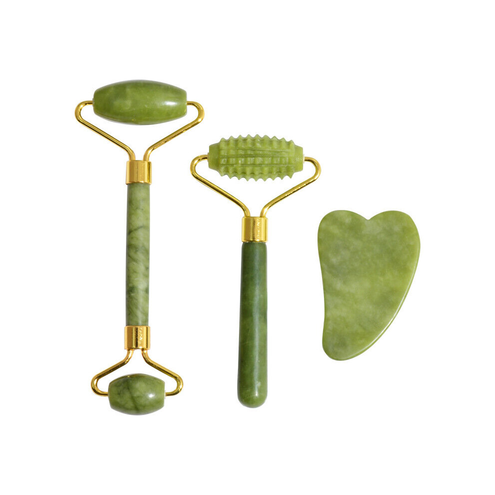 Dechoicelife Green (A-A) Natural Jade Beauty Scraping Face Massage Roller Dredges Meridians And Acupoints Lifts Tightens Wrinkles Eliminates Fatigue