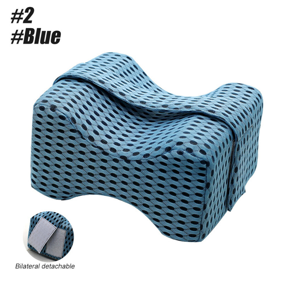 Dechoicelife Blue (A-2-) Knee Pillow For Side Sleepers - 100% Memory Foam Wedge Contour- Spacer Cushion For Spine Alignment, Back Pain, Pregnancy Support