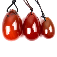 (a-3 pcs) Red Agate Massage Egg 3 Pcs Set Yoni Ball Natural Crystal Jade Stone Kegel Vaginal Exercise Tool Pelvic Floor Muscle Health Care