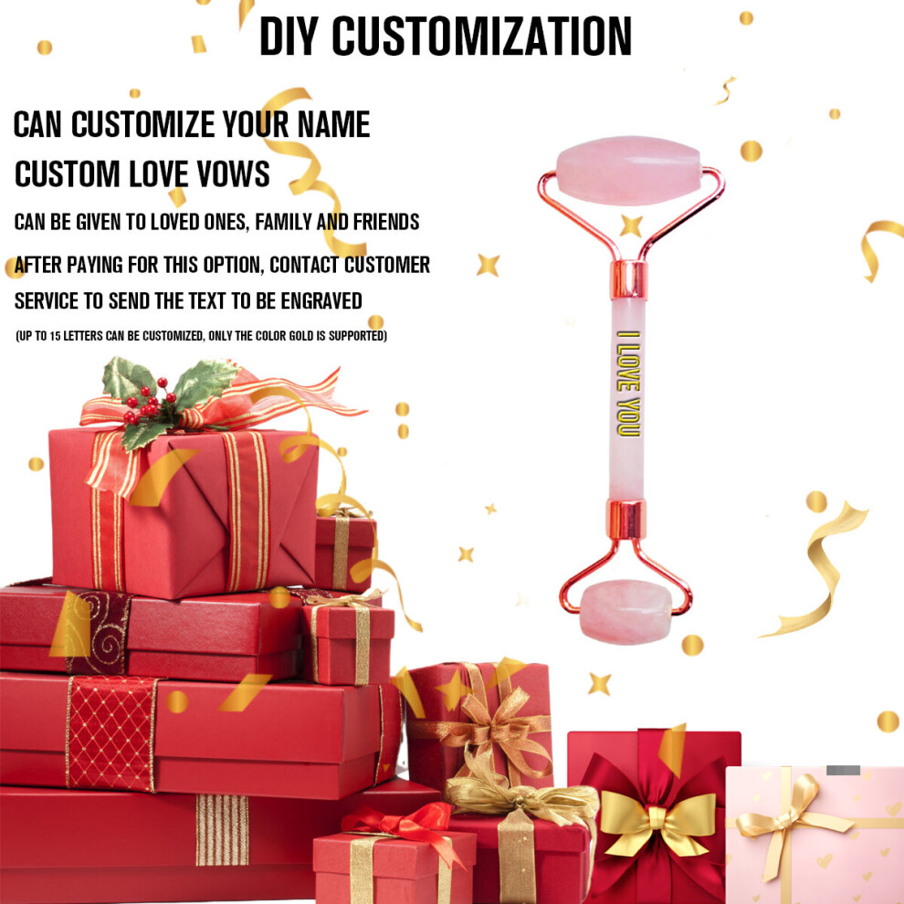 Dechoicelife (A-Custom Text) Rose Quartz Scraping Massage Face Massager Gua Sha Visage Face Roller Massager