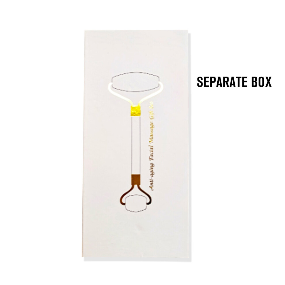 Dechoicelife (A-Xh-Gift Box) Rose Quartz Scraping Massage Face Massager Gua Sha Visage Face Roller Massager