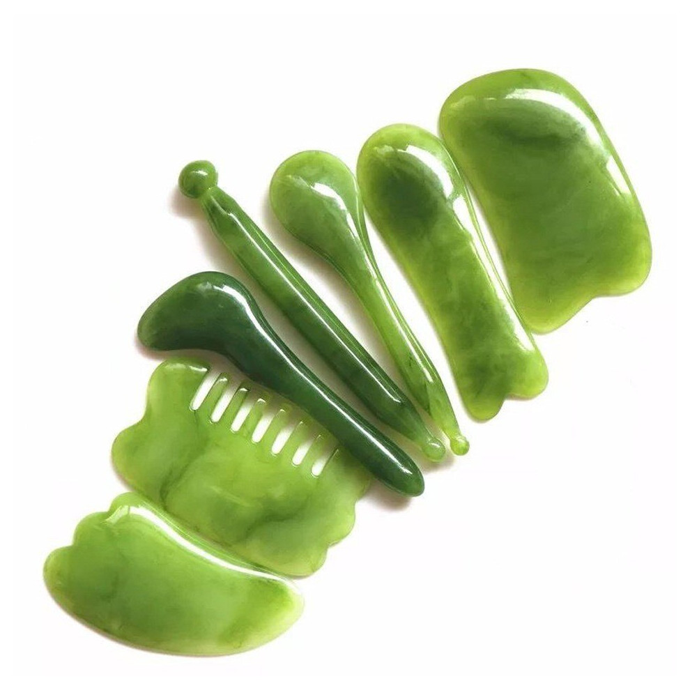 Dechoicelife (A-Set-Green) Resin Beauty Stick Three-Color Facial And Eye Massage Acupuncture And Scraping Appliance Household Beauty Set