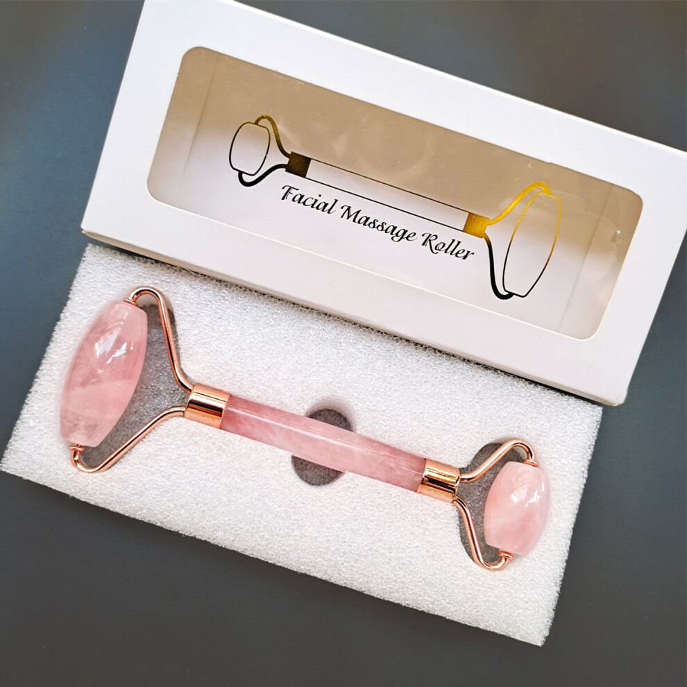 Dechoicelife (A-Roller With Gift Box) Rose Quartz Scraping Massage Face Massager Gua Sha Visage Face Roller Massager