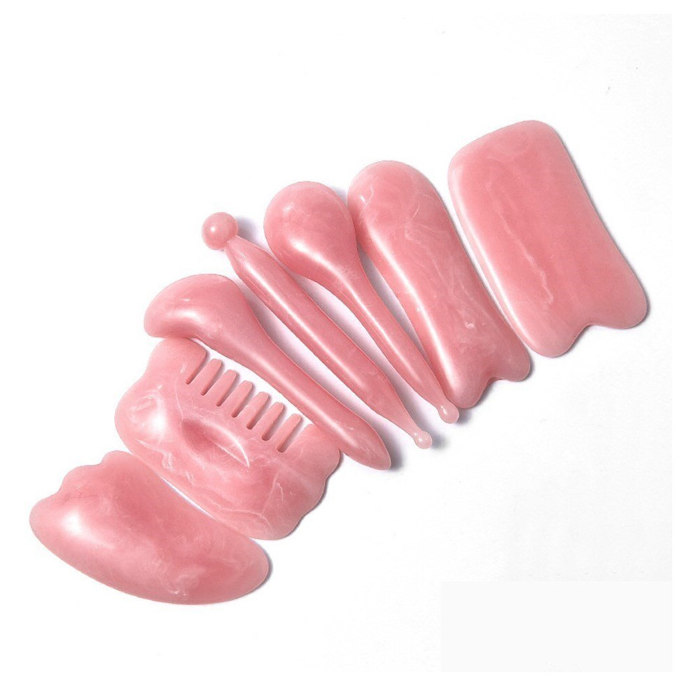 Dechoicelife (A-Set-Pink) Resin Beauty Stick Three-Color Facial And Eye Massage Acupuncture And Scraping Appliance Household Beauty Set