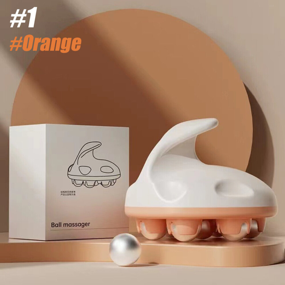 Dechoicelife Orange (A-Steel Ball-) 360 Degree Body Massage 7-Bead Multifunctional Massage Magnetic Roller Ball Massager Professional Pressotherapy Portable Health
