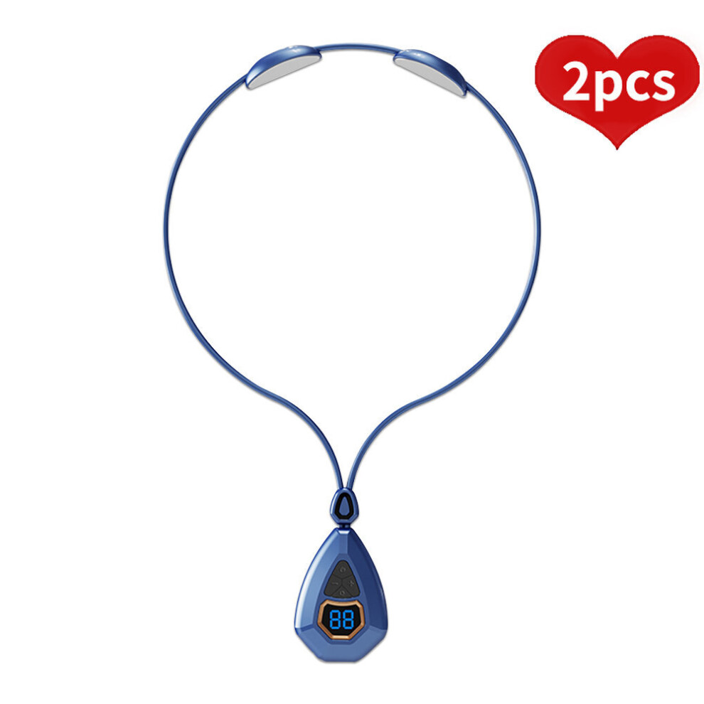 Dechoicelife Blue (A-2Pcs No Box) 2Pcs Rechargeable Ems Tens Cervical Massager Back And Neck Massager Pulse 3D Heating Shoulder Massage Tools