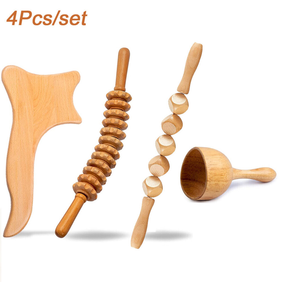 Dechoicelife (A-Auburn) Wood Therapy Massage Set Maderoterapia Massager Roller Anti Cellulite Slimming Gua Sha Massager For Body,Back,Foot