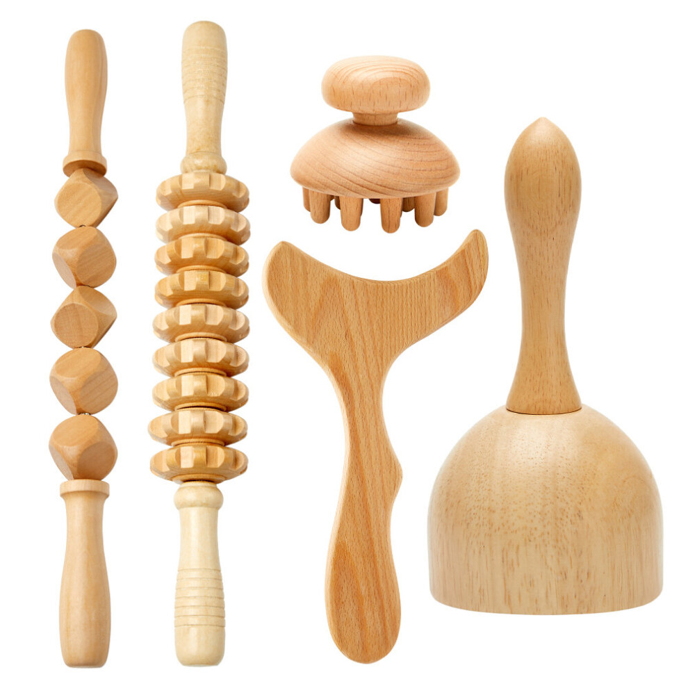 Dechoicelife (A-Auburn) Wood Therapy Massage Tools Maderoterapia Kit Lymphatic Drainage Massager Wooden Massager Body Sculpting Tools For Anti-Cellulite