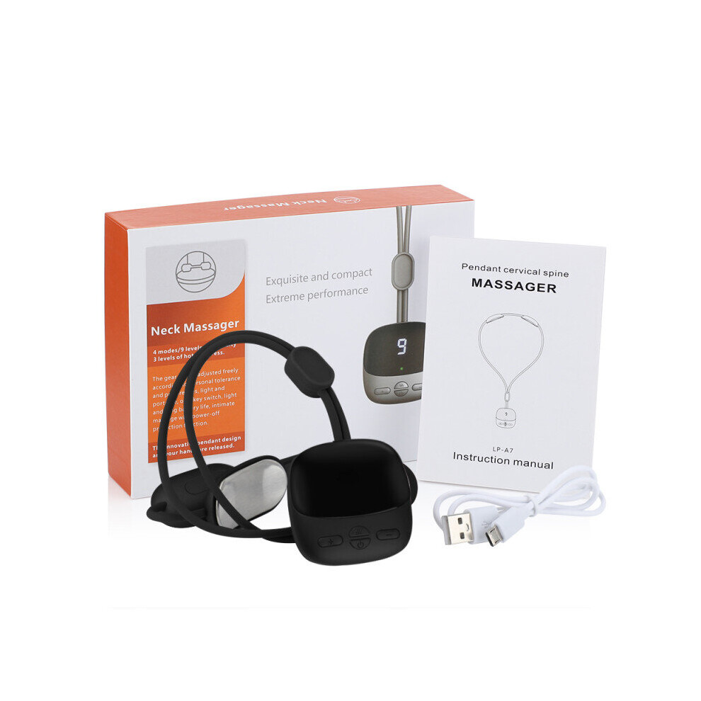 Dechoicelife Black (A- Set) Ems Hanging Shoulder And Neck Cervical Spine Massager Heating Microcurrent Tens Pulse Hot Compress Acupoint Muscle Stimulator