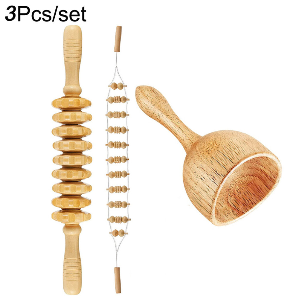 Dechoicelife White (A-) Wood Therapy Massage Tools Maderoterapia Kit Wood Massager Roller,Gua Sha Roller Manual Wooden Massage For Release Cellulite