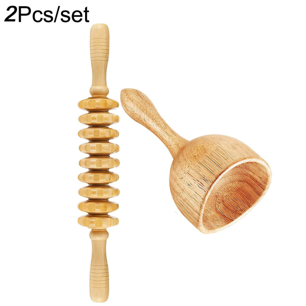 Dechoicelife Beige (A-) Wood Therapy Massage Tools Maderoterapia Kit Wood Massager Roller,Gua Sha Roller Manual Wooden Massage For Release Cellulite