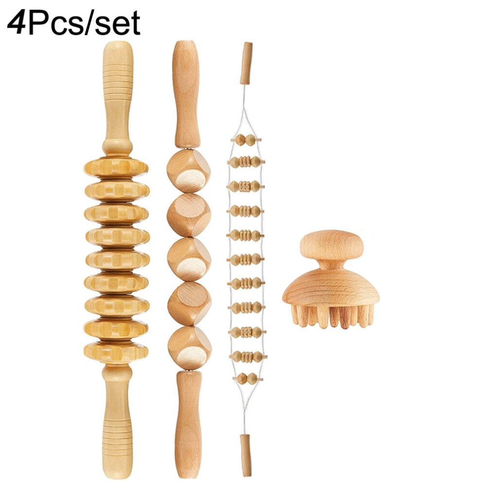 Dechoicelife Orange (A-) Wood Therapy Massage Tools Maderoterapia Kit Wood Massager Roller,Gua Sha Roller Manual Wooden Massage For Release Cellulite