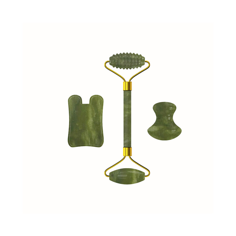 Dechoicelife (A-Massage Roller-Set5) Natural Stone Jade Roller Guasha Board Set Facial Massager Gouache Scraper Real Stone Face Roller Guasha Massage Board