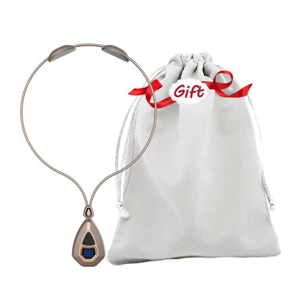 Dechoicelife (A-Champagne With Bag) Ems Electric Heat Neck Massage Pain Relief Pendant Neck Brace Cervical Massager Apparatus Low Frequency Pulse Relaxing Portable