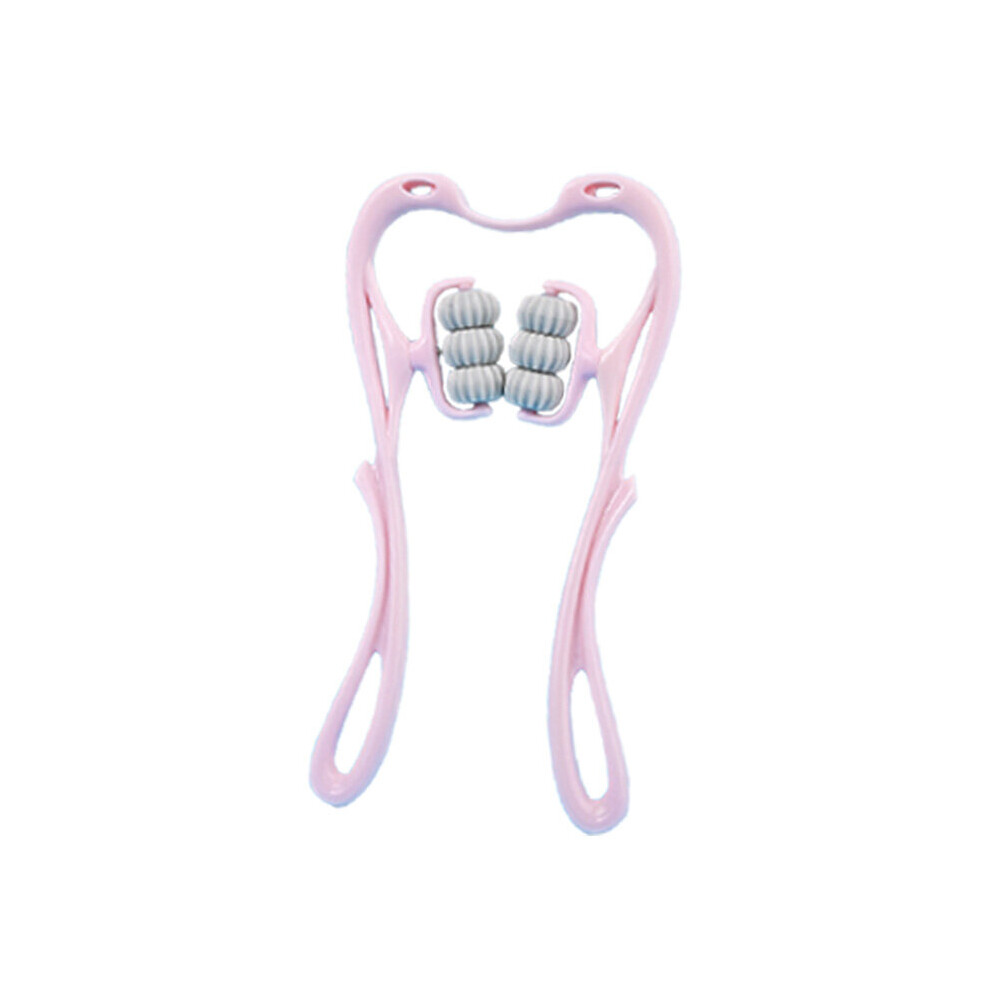 Dechoicelife Pink/Light (A-) Neck Massager,6-Roller Cervical Spine Massager Handheld Self-Muscle Massage,Swan Shape,Light&Portable,Ergonomic Handle Design