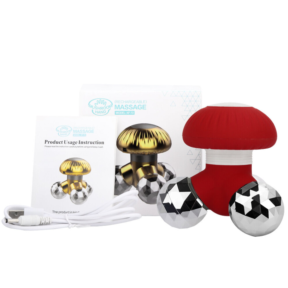 Dechoicelife Red (A-) 1Pc Mini Electric Mushroom Shape Massager Multi Frequency Vibration Full Body Massage Promote Blood Circulation Relax Muscles