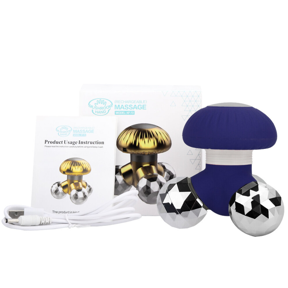 Dechoicelife Blue (A-) 1Pc Mini Electric Mushroom Shape Massager Multi Frequency Vibration Full Body Massage Promote Blood Circulation Relax Muscles