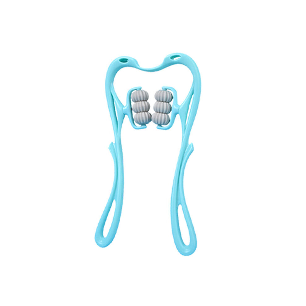 Dechoicelife Blue/Light (A-) Neck Massager,6-Roller Cervical Spine Massager Handheld Self-Muscle Massage,Swan Shape,Light&Portable,Ergonomic Handle Design