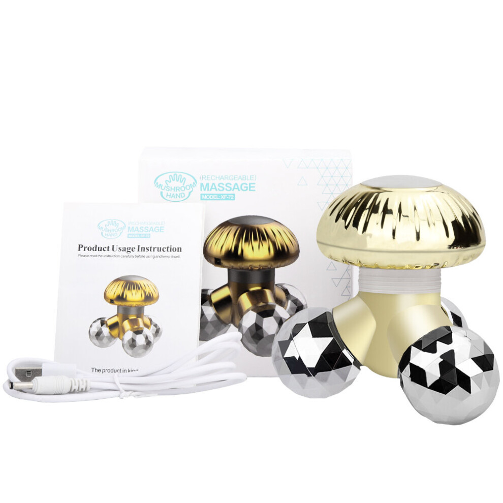 Dechoicelife Gold (A-) 1Pc Mini Electric Mushroom Shape Massager Multi Frequency Vibration Full Body Massage Promote Blood Circulation Relax Muscles