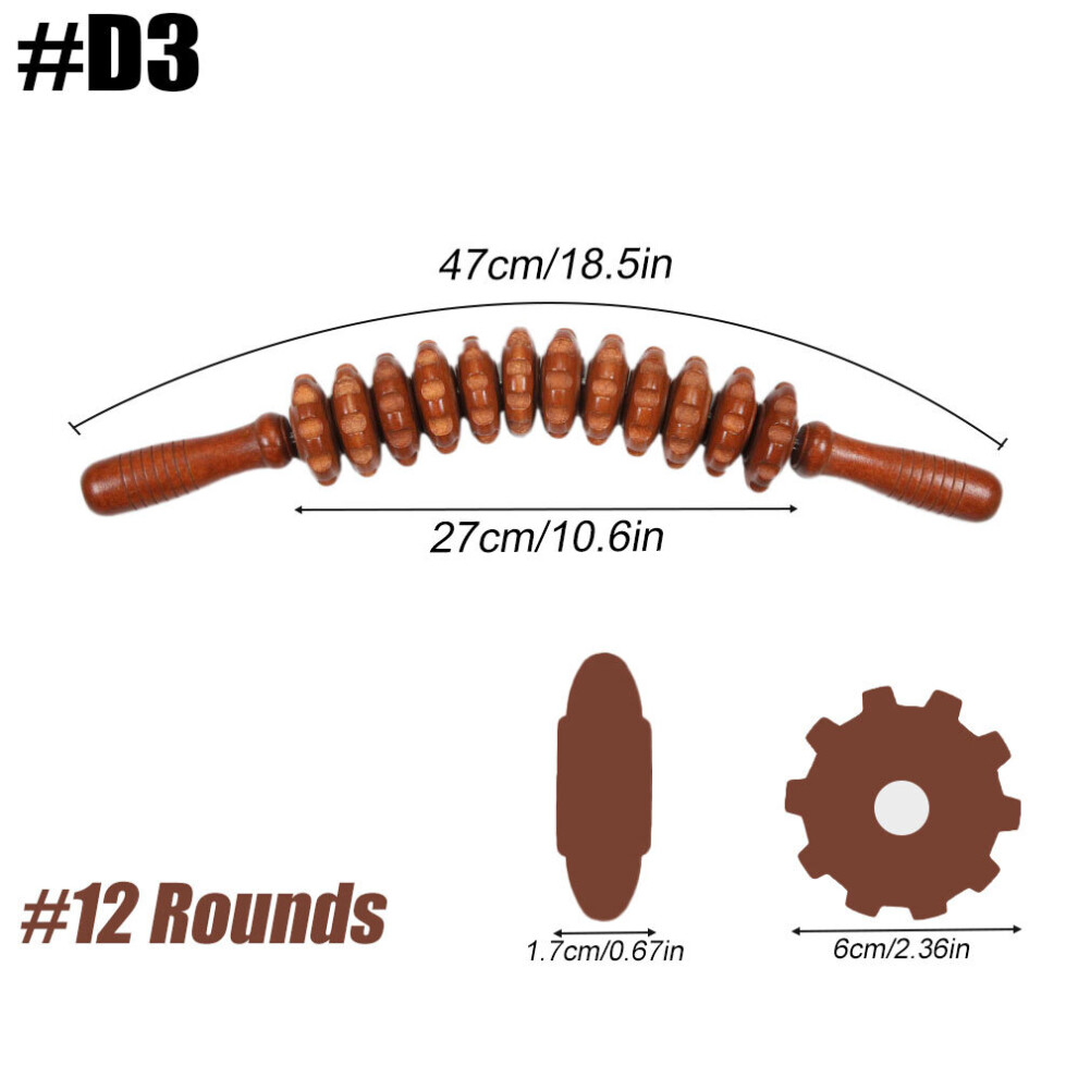 Dechoicelife (A-D3) Wooden Muscle Release Roller Stick Massager Wood Therapy Massage Tools For Waist Back Thigh Anti-Cellulite Lymphatic Drainage