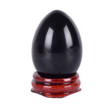 (a-1 pcs and base) Big Black Obsidian Yoni Egg Undrill Massage Ball Natural Crystal Kegel Vaginal Exercise Tool Pelvic Floor Muscle Health Care