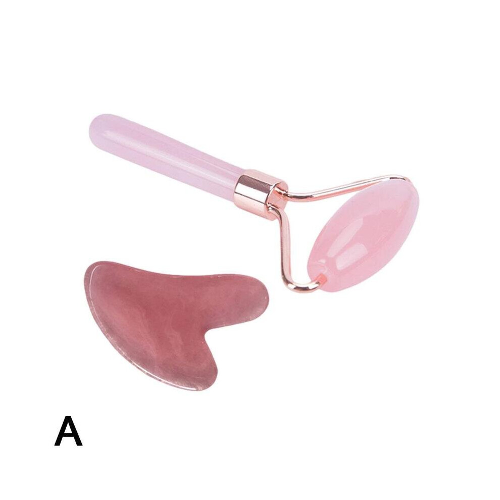 Dechoicelife (A-A) 2Pcs/Set Kamien Gua Sha For Face Massage Rose Resin Face Massage Roller Gua Sha Scraper Board Face X6i6