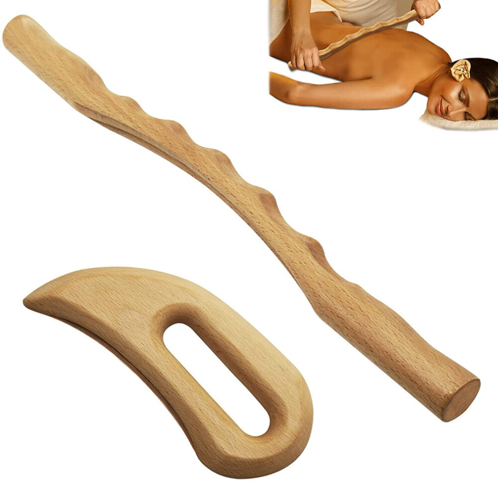 Dechoicelife 2Pcs/Set Wooden Gua Sha Massage Tools Include Wood Therapy Massage Tool Lymphatic Drainage Tool For Anti Cellulite Maderotherapy