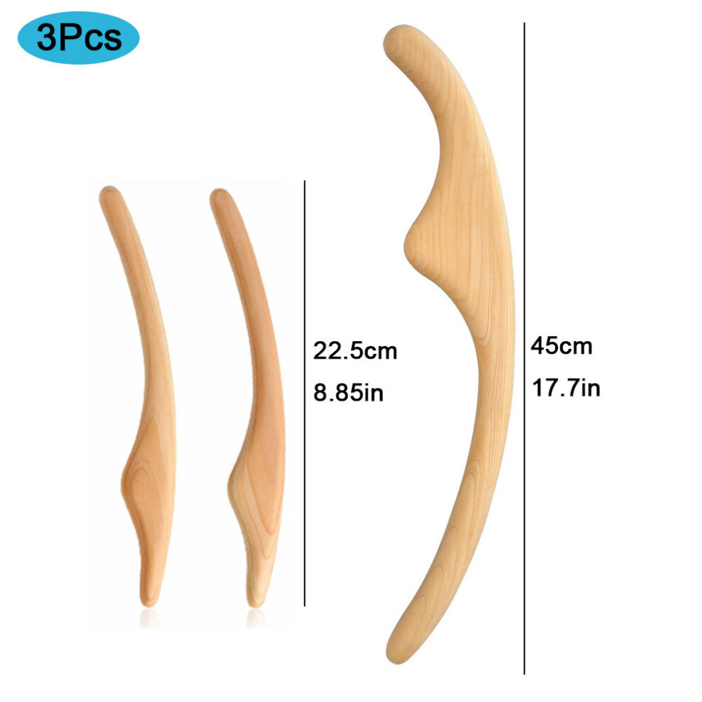 Dechoicelife (A-Set D-3Pcs) Lymphatic Drainage Massager Wooden Gua Sha Scraper Body Acupressure Physical Therapy Tool Anti Cellulite Relieve Muscle Fatigue