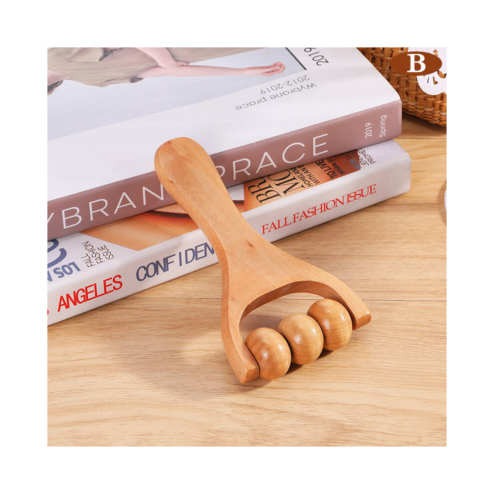 Dechoicelife (A-B) 1Pc Wooden Therapy Massagers Massage Roller Head Neck Muscle Pain Relief Tool Massager Roller