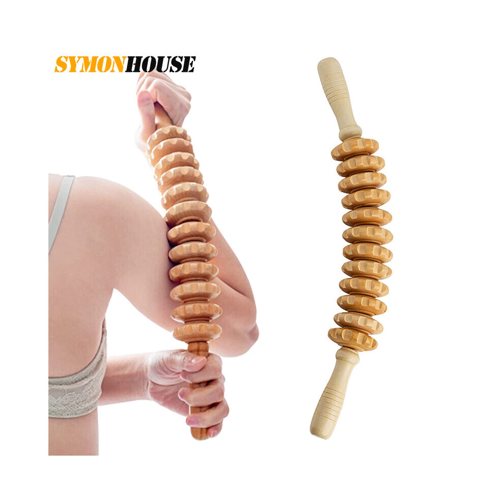 Dechoicelife Wood Therapy Roller Gear Stick Cellulite Slimming Roller Massager Lymphatic Drainage Body Shaping Trigger Stick Massage Tool