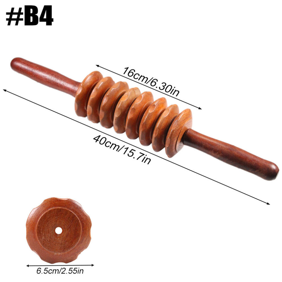 Dechoicelife (A-B4) Handheld Wooden Massage Muscle Roller Stick Maderoterapia Colombiana Lymphatic Drainage Massager Anti-Cellulite Body Pain Relief