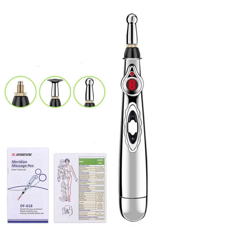 Photos - Massager  Acupuncture Pen Electric 3 Heads Accupunture Point Massage Body Meridian Energy Pen Relief Pain Tools(a-3 head without box)
