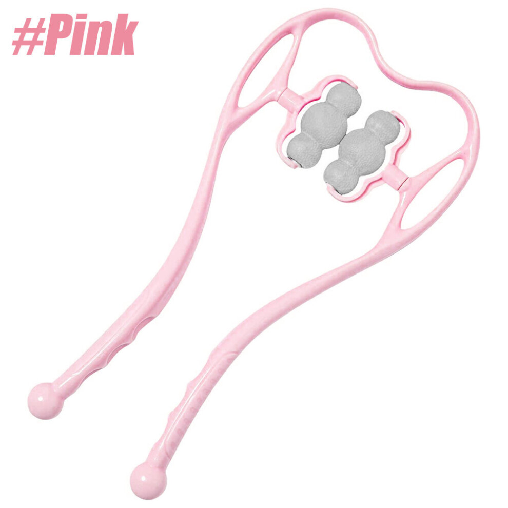 Dechoicelife Pink (A-Style A-) Neck Massager Trigger Point Roller Massager Neck Shoulder Shiatsu Deep Tissue Muscle Massage Pain Relief Tool Leg Waist Relaxer