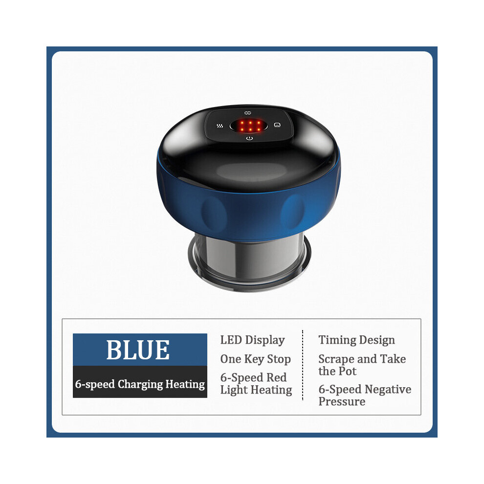 Dechoicelife Blue (A-) Electric Vacuum Cupping Massage Body Cups Anti-Cellulite Therapy Massager For Body Electric Guasha Scraping Fat Burner Slimming