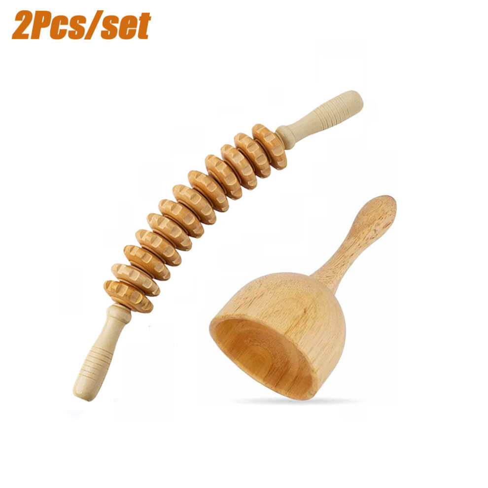 Dechoicelife (A-Auburn) Wood Massage Tools Anti Cellulite Massage Roller Wooden Gua Sha Tools Wooden Handheld Massage Cup For Lymphatic Drainage