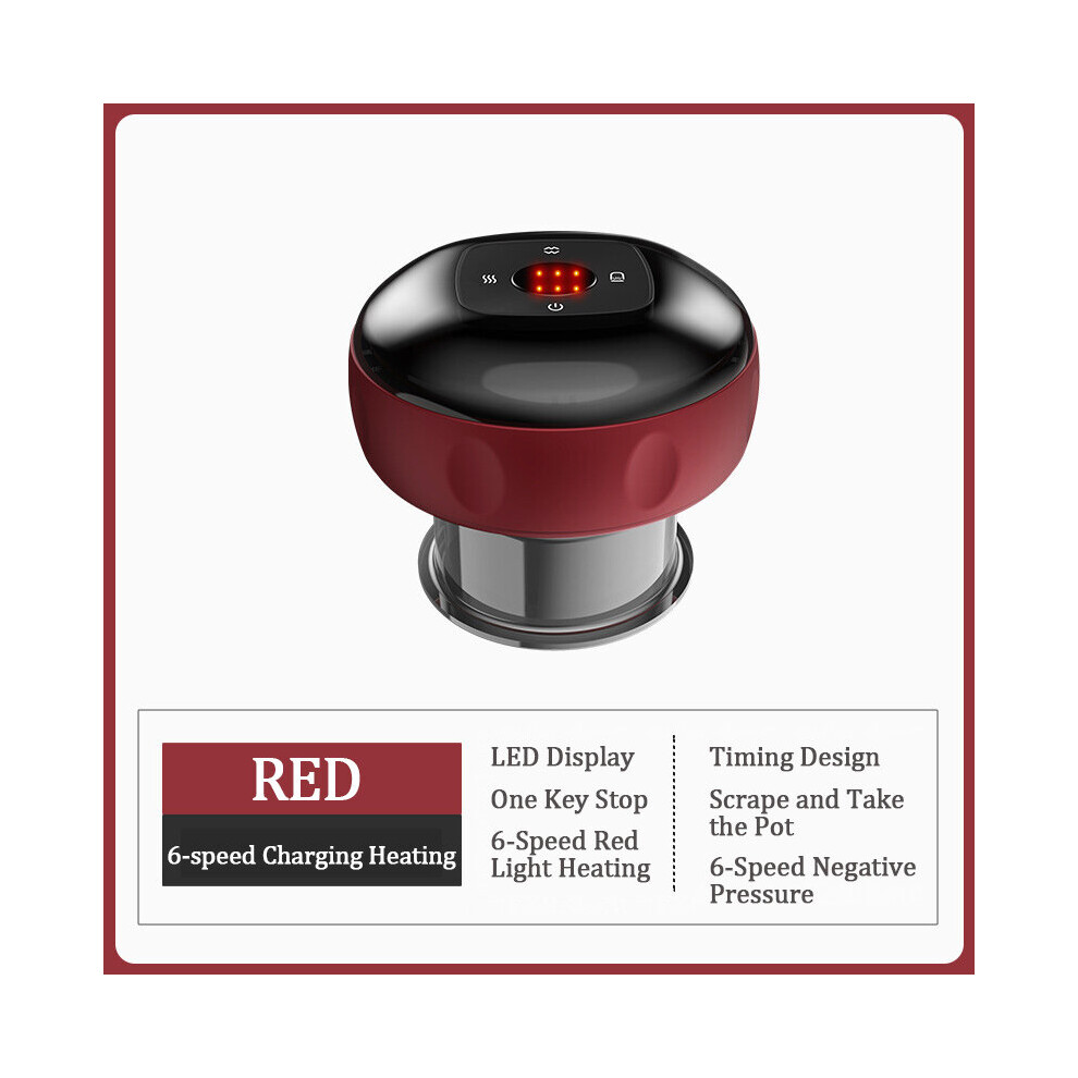 Dechoicelife Red (A-) Electric Vacuum Cupping Massage Body Cups Anti-Cellulite Therapy Massager For Body Electric Guasha Scraping Fat Burner Slimming