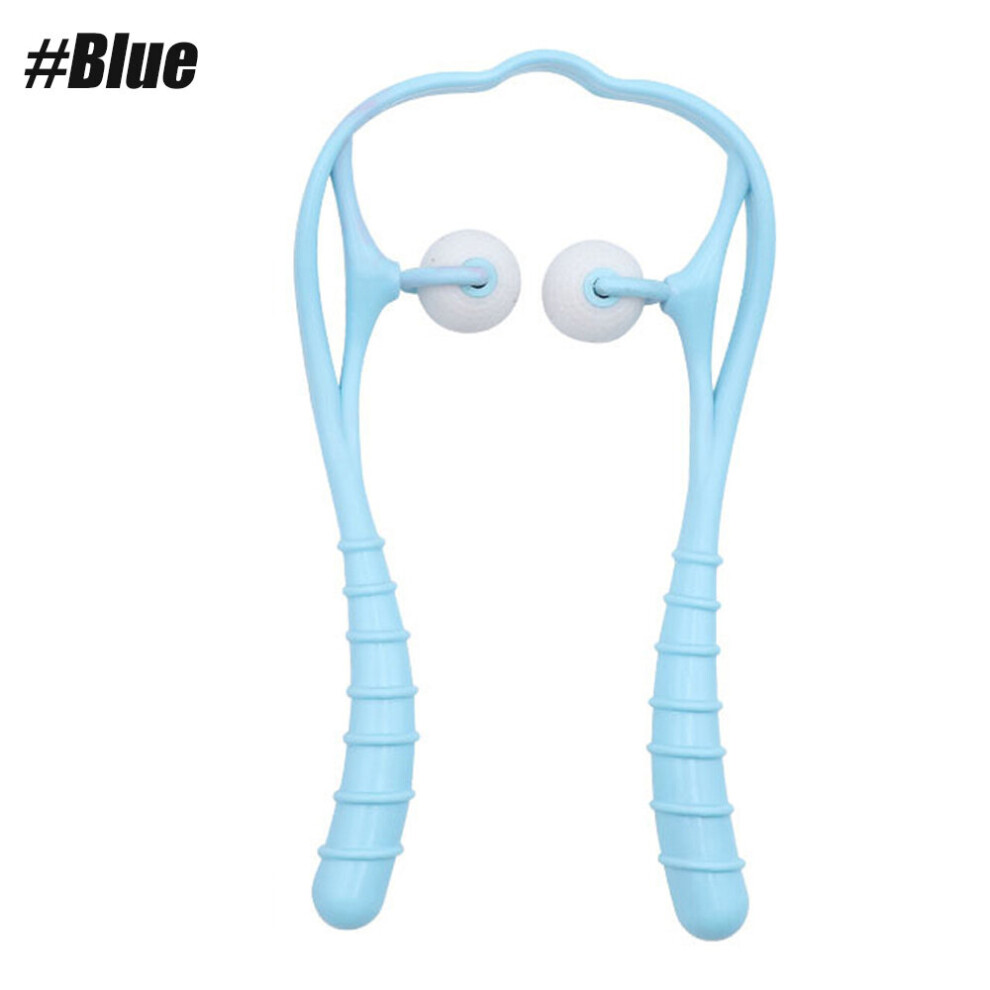 Dechoicelife Blue (A-Style C-) Neck Massager Trigger Point Roller Massager Neck Shoulder Shiatsu Deep Tissue Muscle Massage Pain Relief Tool Leg Waist Relaxer