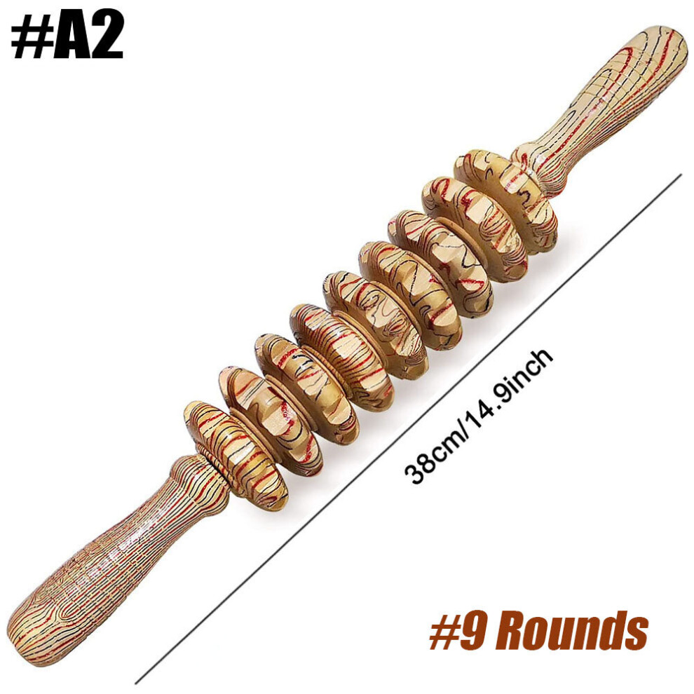 Dechoicelife (A-A2) Wood Therapy Massage Roller Tool Lymphatic Drainage Handheld Cellulite Trigger Point Manual Muscle Release Roller Stick Massager