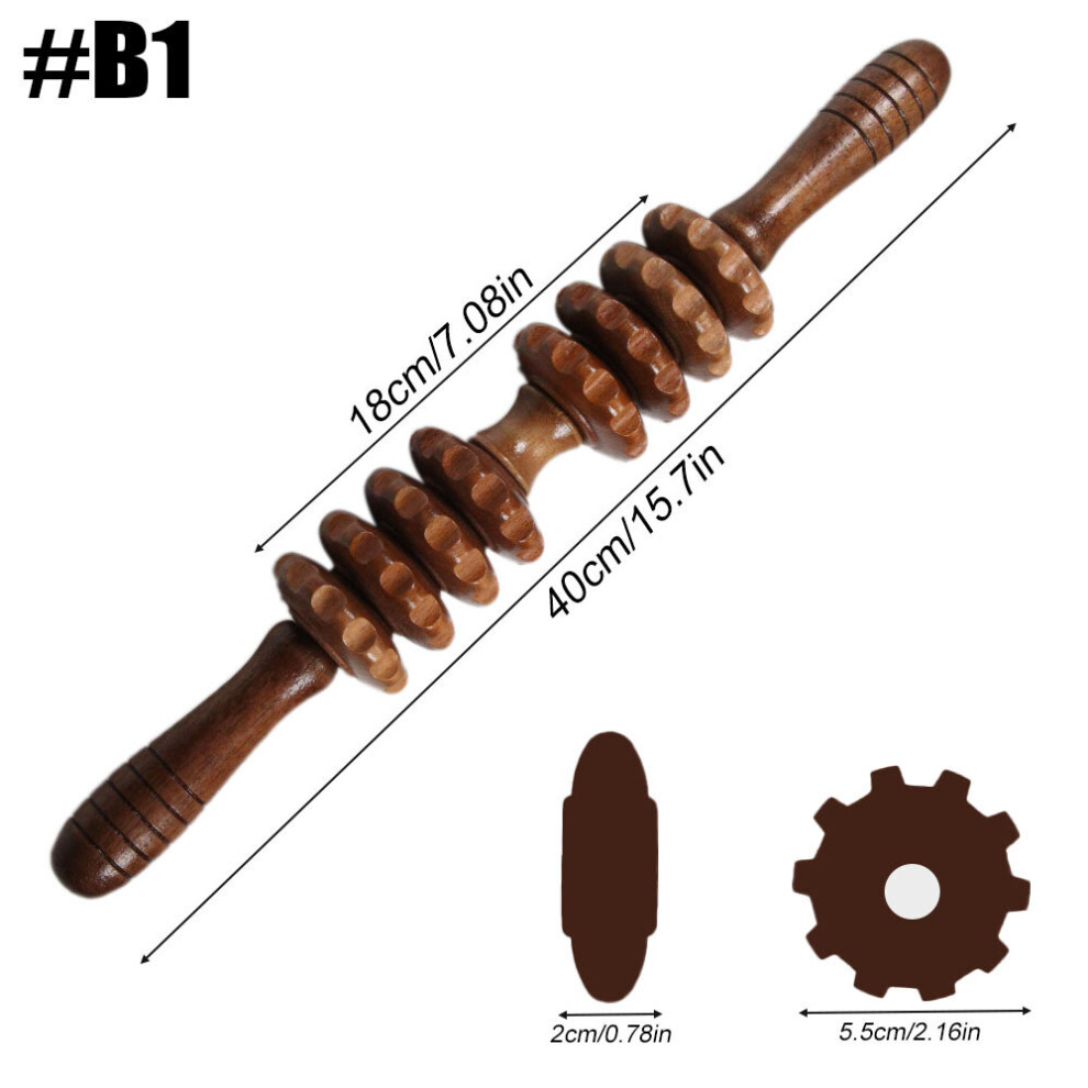 Dechoicelife (A-B1) Wood Therapy Massage Roller Tool Lymphatic Drainage Handheld Cellulite Trigger Point Manual Muscle Release Roller Stick Massager