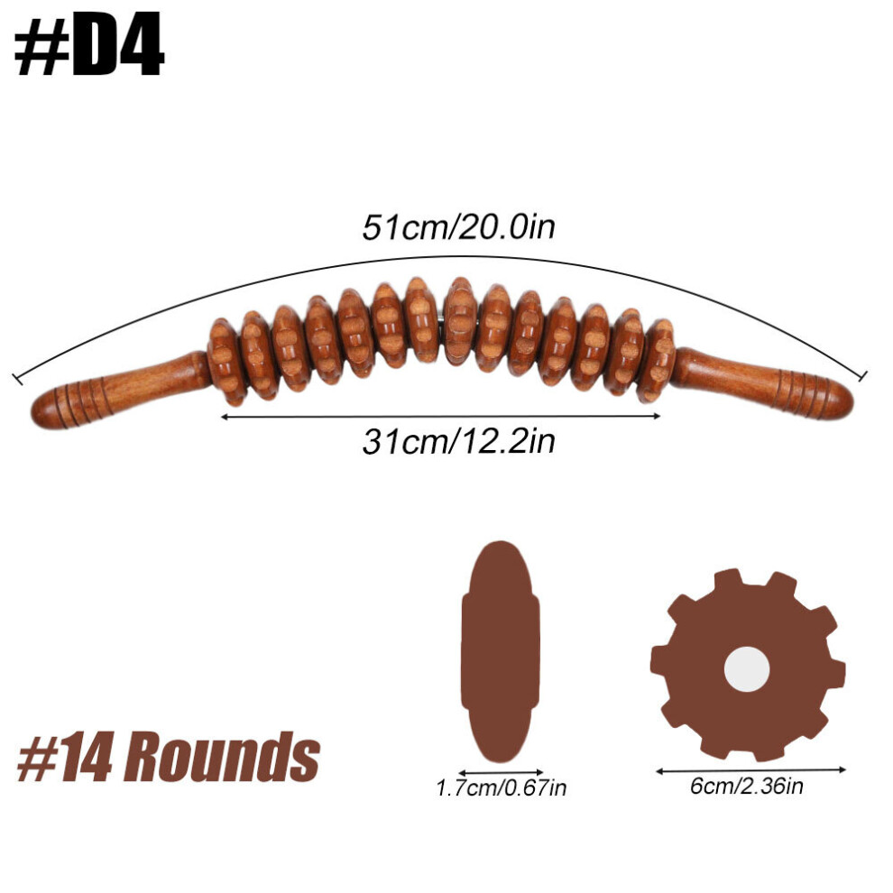 Dechoicelife (A-D4) Wood Therapy Massage Roller Tool Lymphatic Drainage Handheld Cellulite Trigger Point Manual Muscle Release Roller Stick Massager