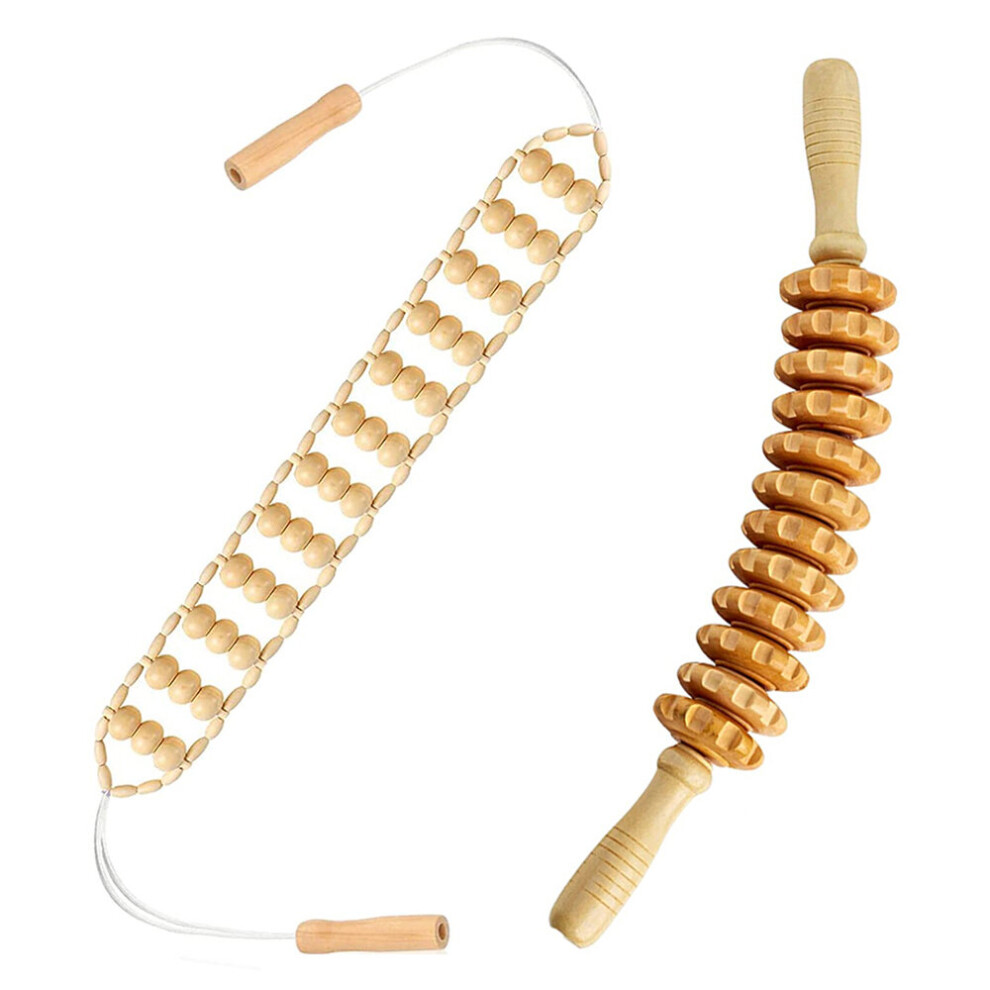 Dechoicelife 2Pcs/Set Wood Therapy Massage Tools Body Sculpting Tools (Beech) Wood Therapy Tools For Body Shaping Wooden Massage Roller Stick