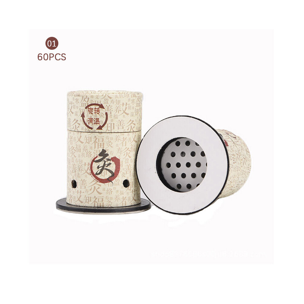 Dechoicelife (A-N1) Moxibustion Box,60Sheets Stick Burner Wormwood Mugwort Roll Moxa Box Acupuncture Points Heating Massage Warm Meridian Massager