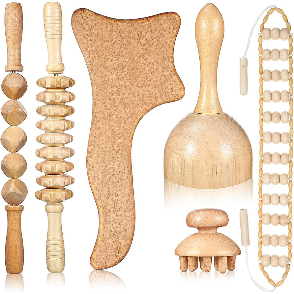 Dechoicelife (A-6Pcs) Wood Therapy Massage Tools Body Shaping Maderoterapia Kit For Body Sculpting, Lymphatic Drainage, Cellulite Reduction,Relaxation