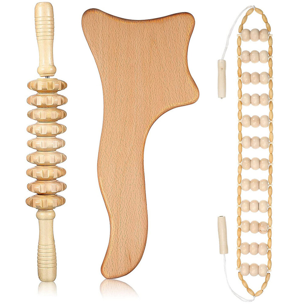 Dechoicelife (A-Green) Wood Therapy Massage Tools Body Shaping Maderoterapia Kit For Body Sculpting, Lymphatic Drainage, Cellulite Reduction,Relaxation