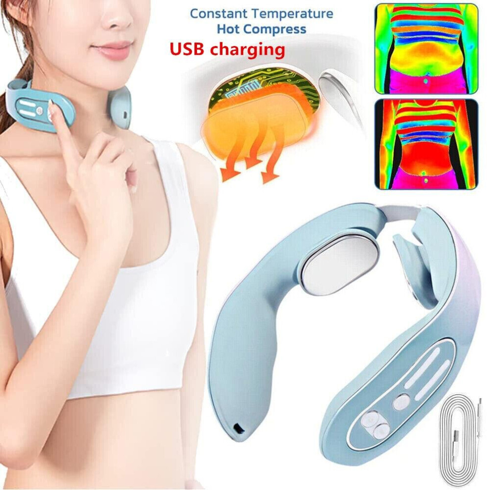 Dechoicelife Blue Ems Neck Acupoints Lymphvity Massage Device,Intelligent Neck Massager With Heat Hot Design