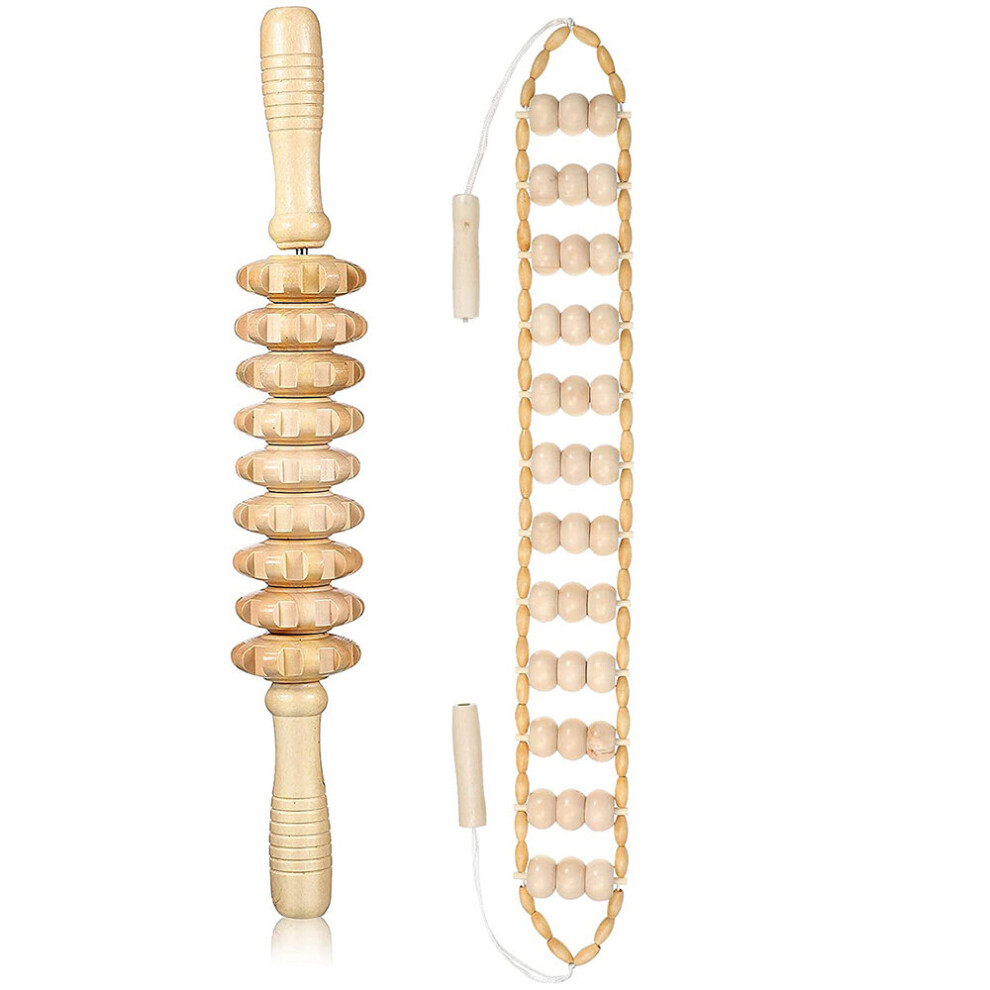 Dechoicelife (A-Beige) Wood Therapy Massage Tools Body Shaping Maderoterapia Kit For Body Sculpting, Lymphatic Drainage, Cellulite Reduction,Relaxation