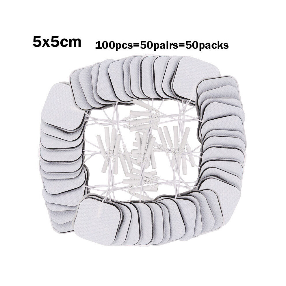 Dechoicelife (A-5X5cm 100 Pcs) 20/100P 5X5cm Tens Ems Nerve Muscle Stimulator Electrode Pads Gel Massager Patch For Electrodes Physiotherapy Machine 2Mm Plug