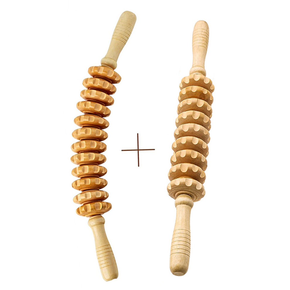Dechoicelife 2Pcs Wood Therapy Massage Roller Tool,Maderoterapia Colombiana,Lymphatic Drainage,Maderotherapy,Handheld Cellulite Trigger Point