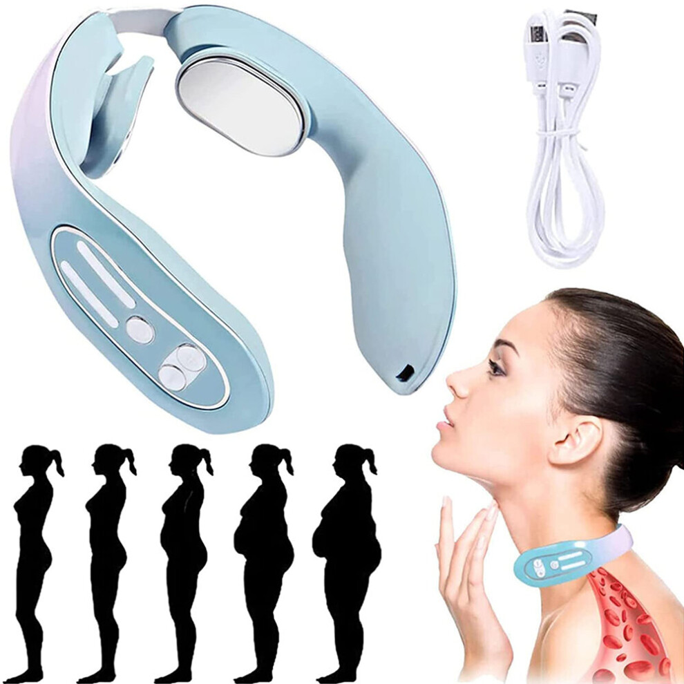 Dechoicelife Ems Neck Massager Cervical Massager Tens Electric Pulse Neck Massage Neck Pain Relief Heating Therapy Lymphatic Massager Relax